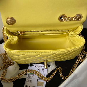 Chanel AS4040 Mini Flap Classic Bag 18 Woc Camellia Lambskin Yellow - Default Title - View 5
