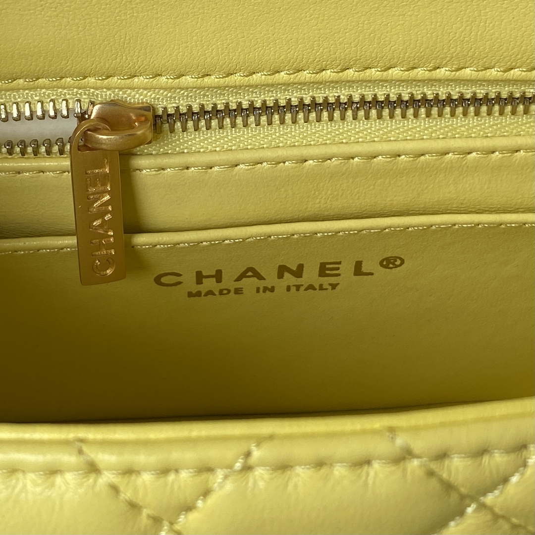 Chanel AS4040 Mini Flap Classic Bag 18 Woc Camellia Lambskin Yellow - Default Title - View 6