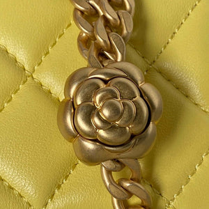 Chanel AS4040 Mini Flap Classic Bag 18 Woc Camellia Lambskin Yellow - Default Title - View 8