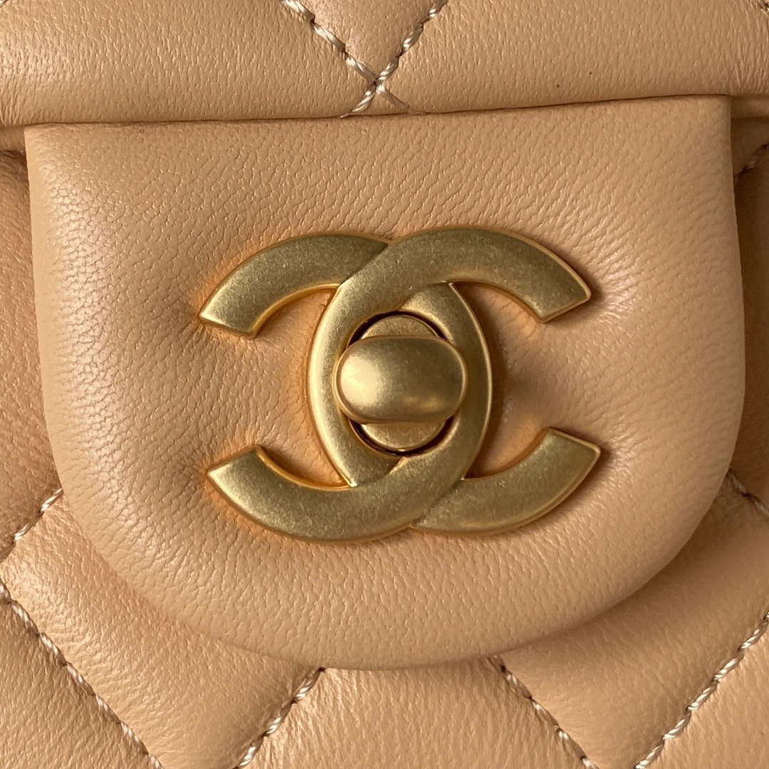 Chanel AS4041 Flap Classic Bag CF Camellia Lambskin Apricot Gold - Default Title - View 3