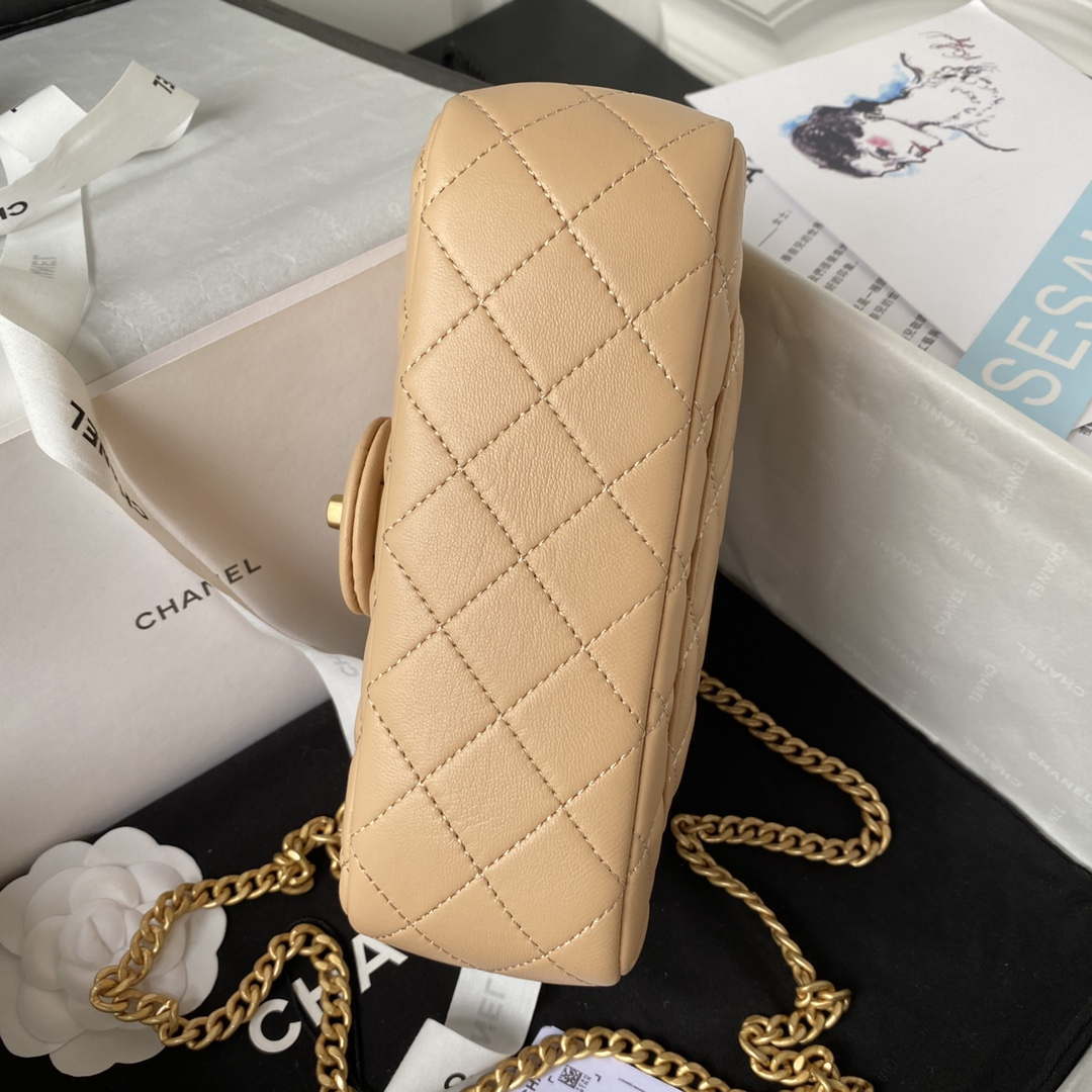 Chanel AS4041 Flap Classic Bag CF Camellia Lambskin Apricot Gold - Default Title - View 4