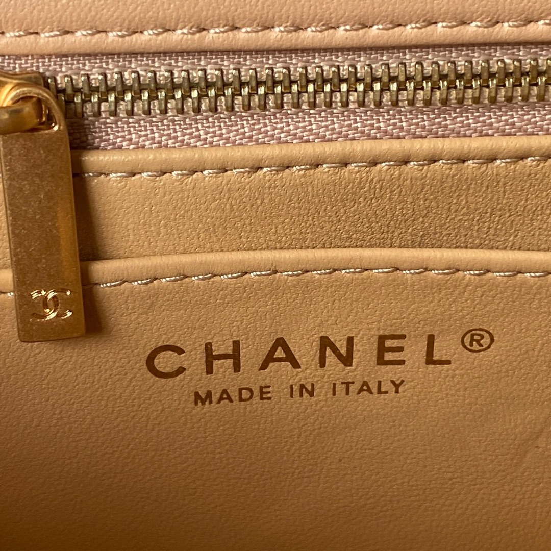 Chanel AS4041 Flap Classic Bag CF Camellia Lambskin Apricot Gold