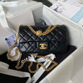 Chanel AS4041 Flap Classic Bag CF Camellia Lambskin Black Gold - Default Title - View 1