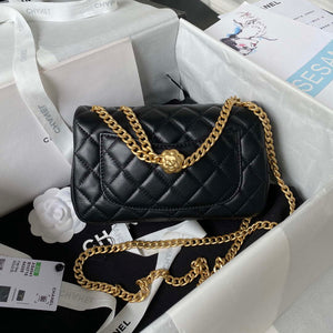 Chanel AS4041 Flap Classic Bag CF Camellia Lambskin Black Gold - Default Title - View 2