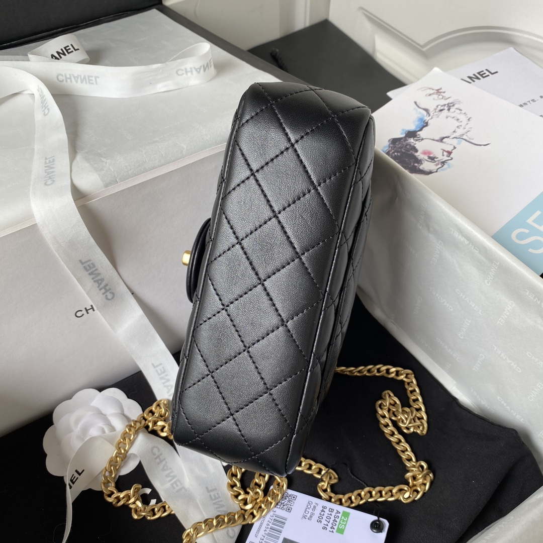 Chanel AS4041 Flap Classic Bag CF Camellia Lambskin Black Gold - Default Title - View 5