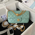 Chanel AS4041 Flap Classic Bag CF Camellia Lambskin Lake Blue Gold - Default Title - View 1