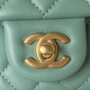 Chanel AS4041 Flap Classic Bag CF Camellia Lambskin Lake Blue Gold - Default Title - View 2