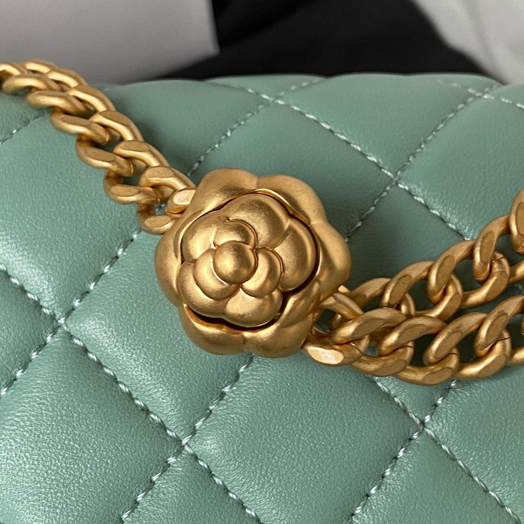 Chanel AS4041 Flap Classic Bag CF Camellia Lambskin Lake Blue Gold - Default Title - View 3