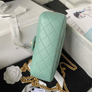 Chanel AS4041 Flap Classic Bag CF Camellia Lambskin Lake Blue Gold - Default Title - View 4