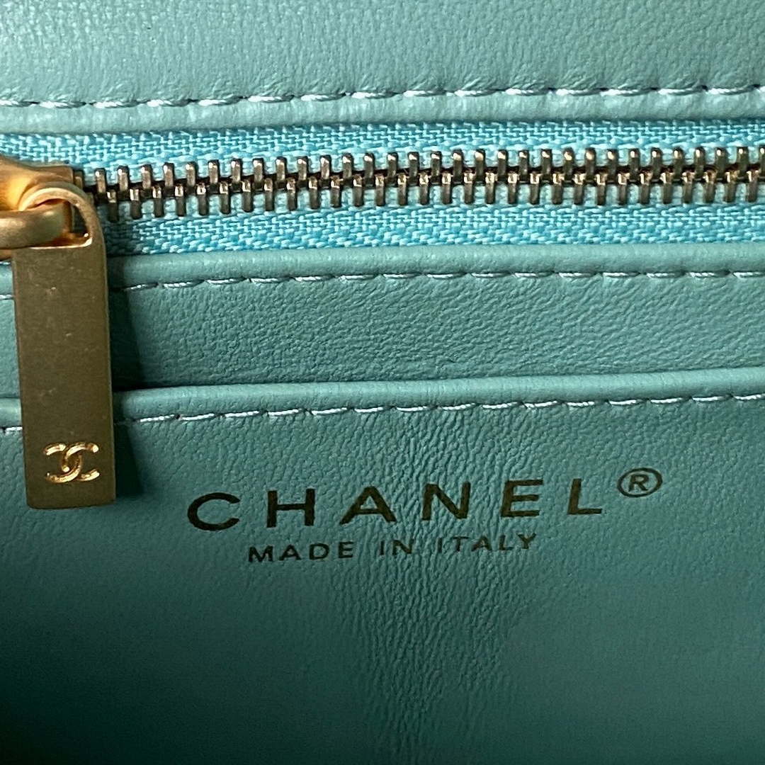 Chanel AS4041 Flap Classic Bag CF Camellia Lambskin Lake Blue Gold - Default Title - View 6