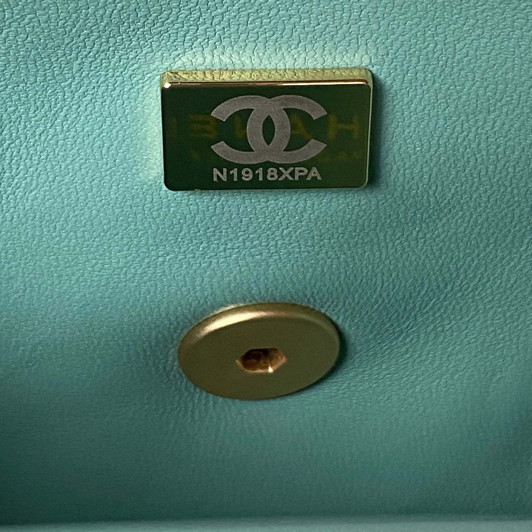 Chanel AS4041 Flap Classic Bag CF Camellia Lambskin Lake Blue Gold - Default Title - View 7
