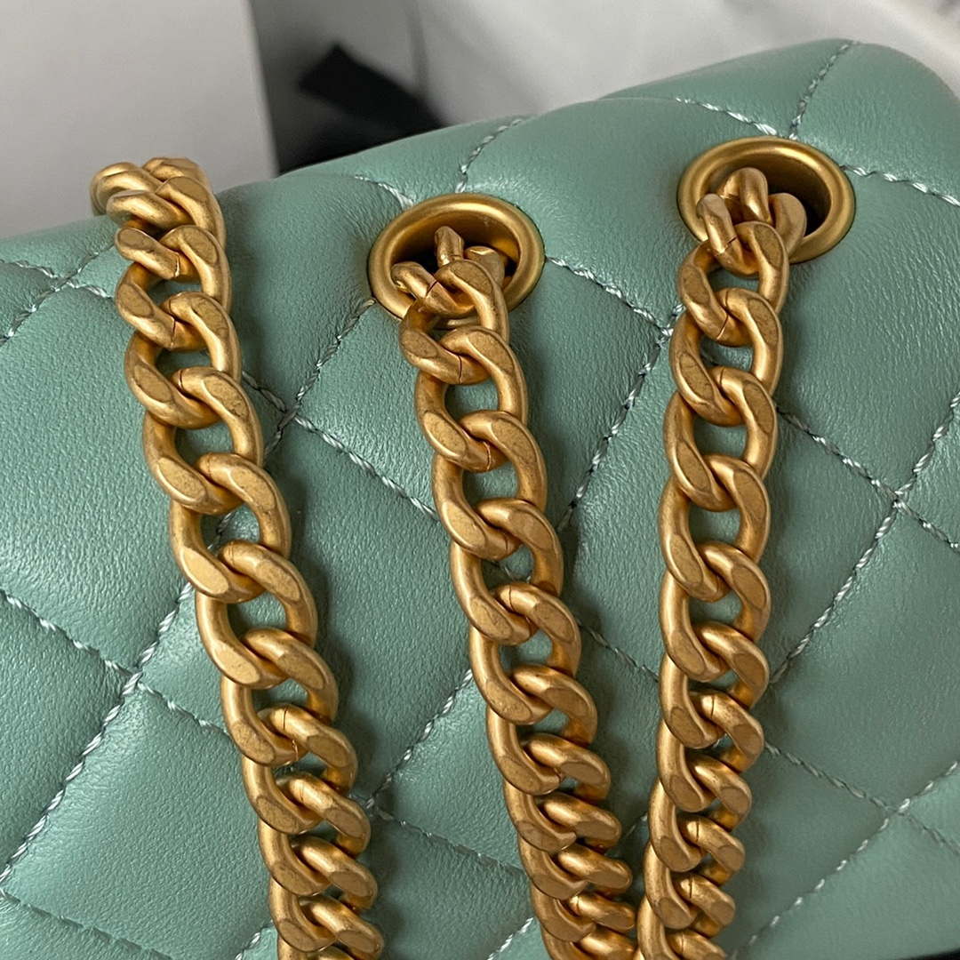 Chanel AS4041 Flap Classic Bag CF Camellia Lambskin Lake Blue Gold - Default Title - View 8
