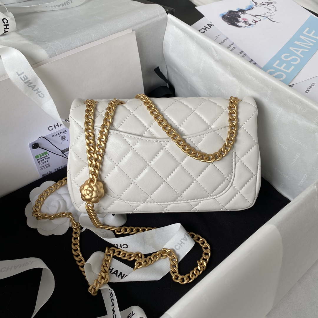 Chanel AS4041 Flap Classic Bag CF Camellia Lambskin White Gold - Default Title - View 2