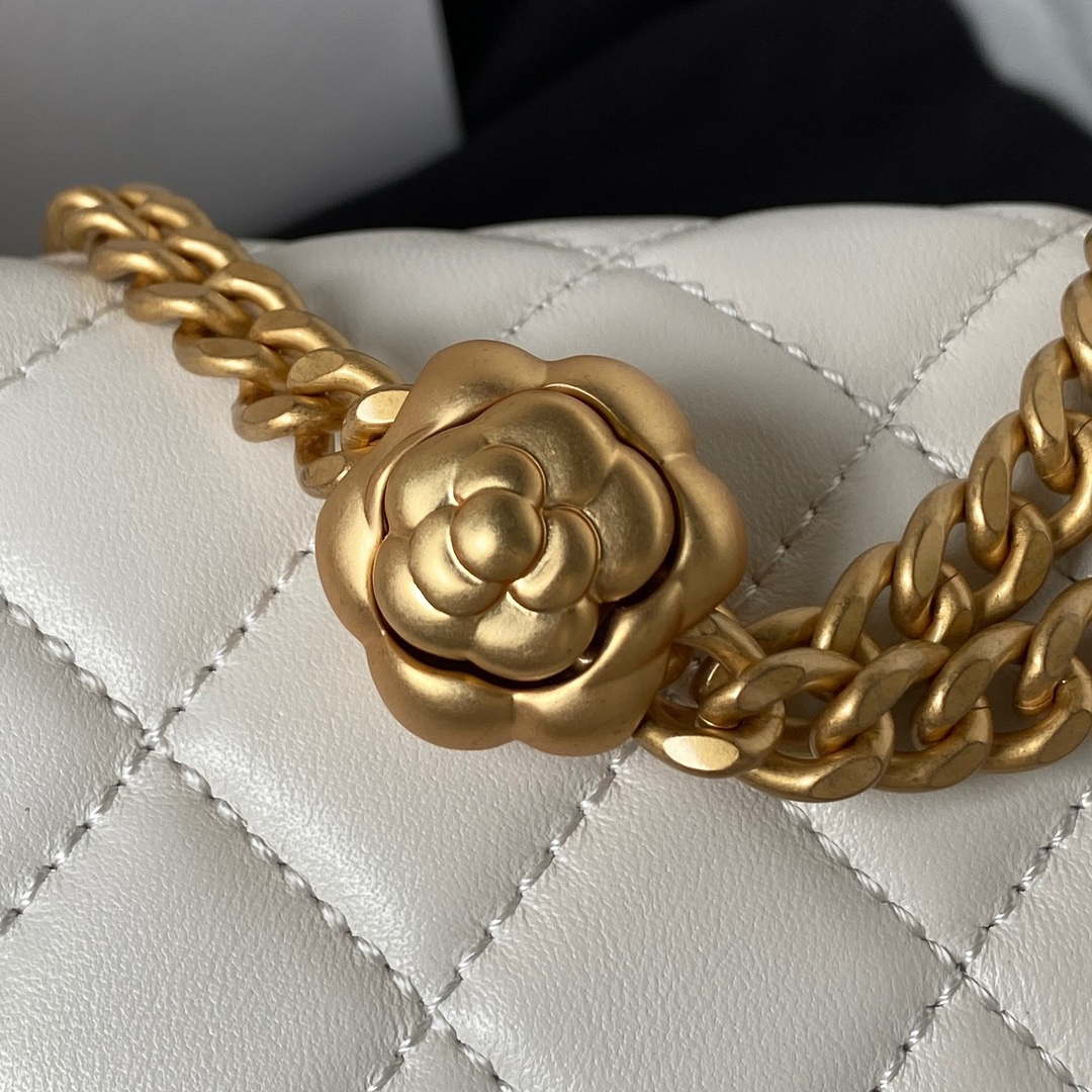 Chanel AS4041 Flap Classic Bag CF Camellia Lambskin White Gold - Default Title - View 4