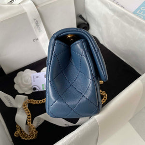 Chanel AS4041 Flap Classic Bag CF Camellia Lambskin Navy Blue Gold - Default Title - View 5