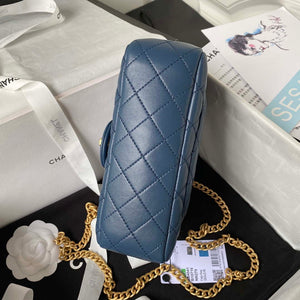 Chanel AS4041 Flap Classic Bag CF Camellia Lambskin Navy Blue Gold - Default Title - View 6