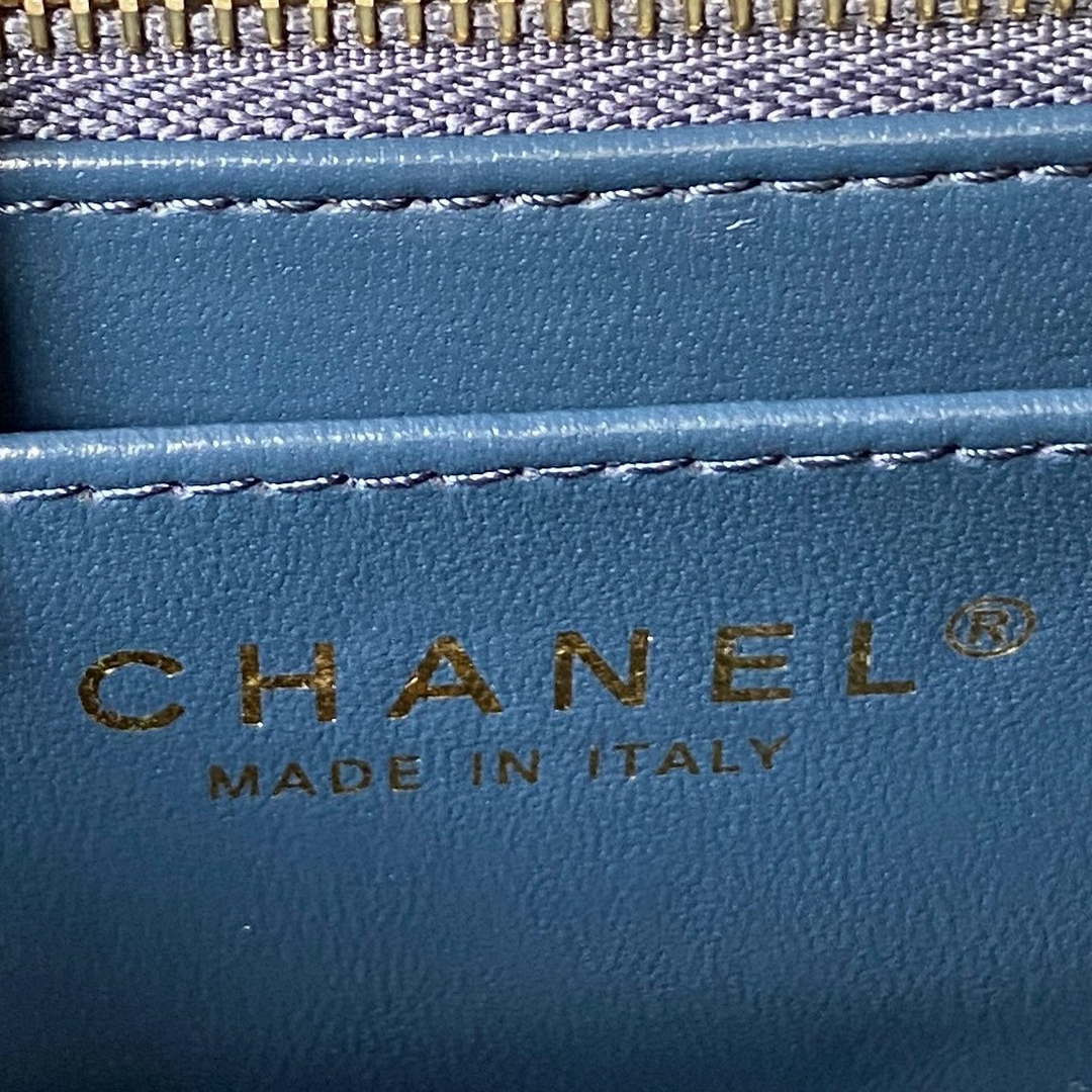Chanel AS4041 Flap Classic Bag CF Camellia Lambskin Navy Blue Gold
