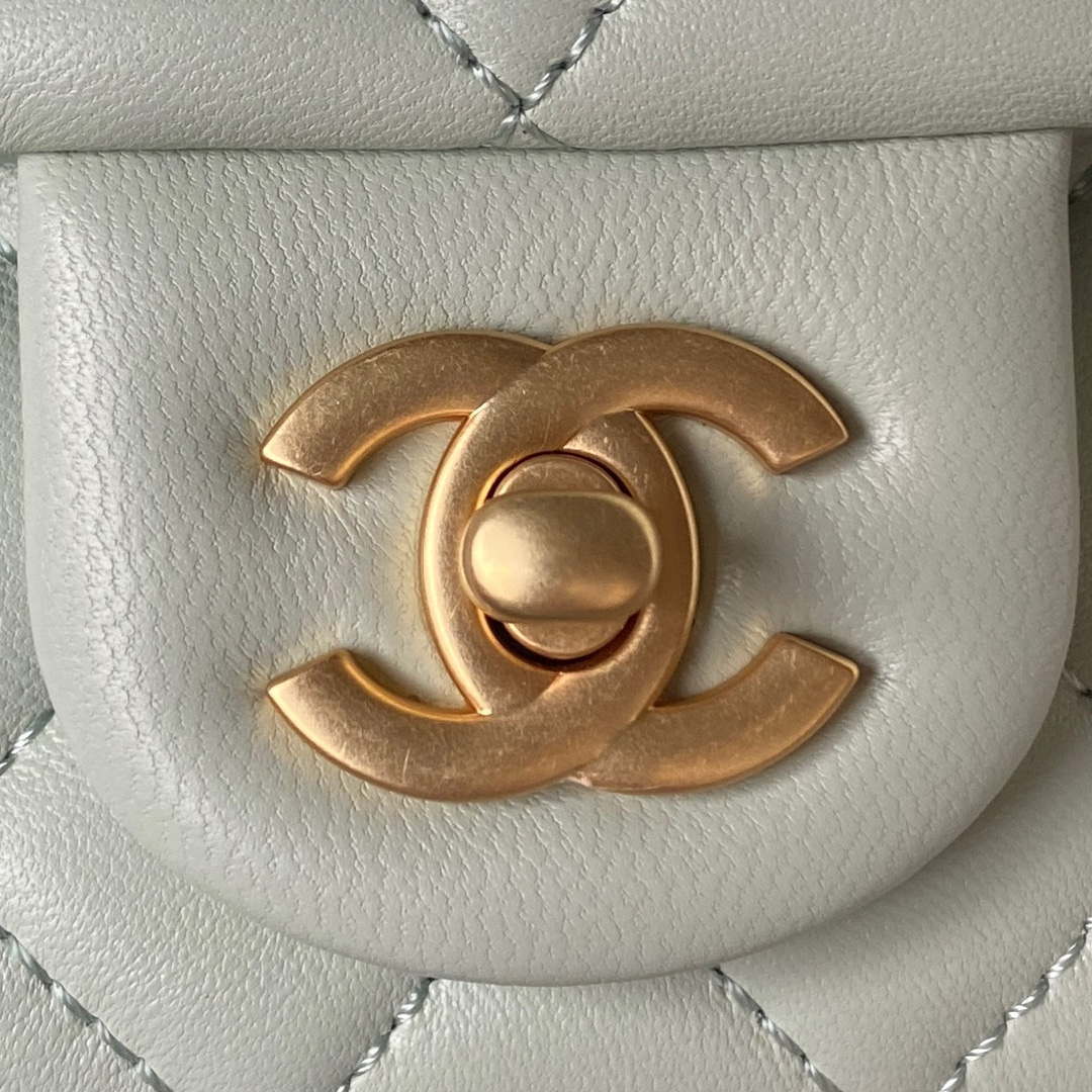 Chanel AS4041 Flap Classic Bag CF Camellia Lambskin Green Gray Gold - Default Title - View 3