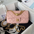 Chanel AS4041 Flap Classic Bag CF Camellia Lambskin Pink Gold - Default Title - View 1