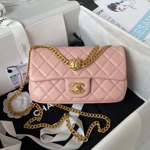 Chanel AS4041 Flap Classic Bag CF Camellia Lambskin Pink Gold - Default Title - View 1