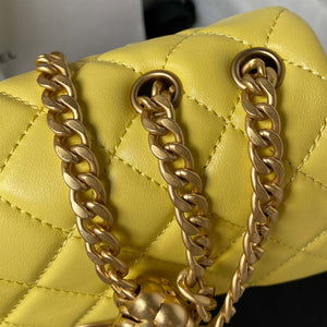 Chanel AS4041 Flap Classic Bag CF Camellia Lambskin Yellow Gold - Default Title - View 5