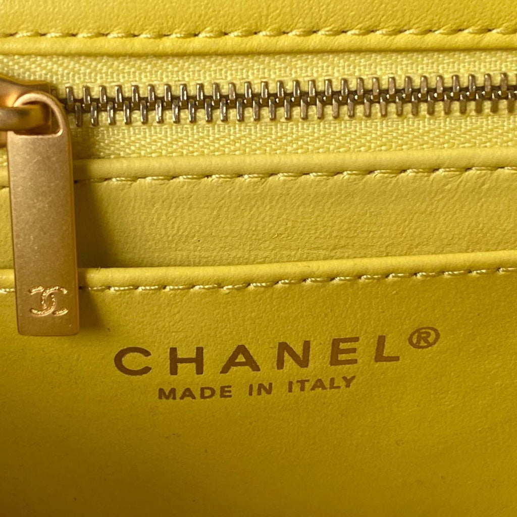 Chanel AS4041 Flap Classic Bag CF Camellia Lambskin Yellow Gold