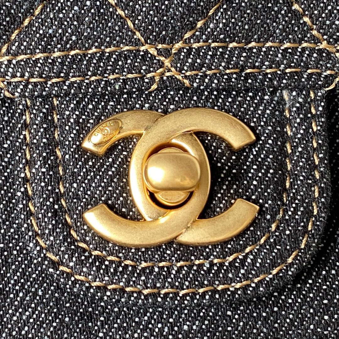 Chanel AS4051 Flap Bag Denim canvas Gold Metal Black - Default Title - View 3