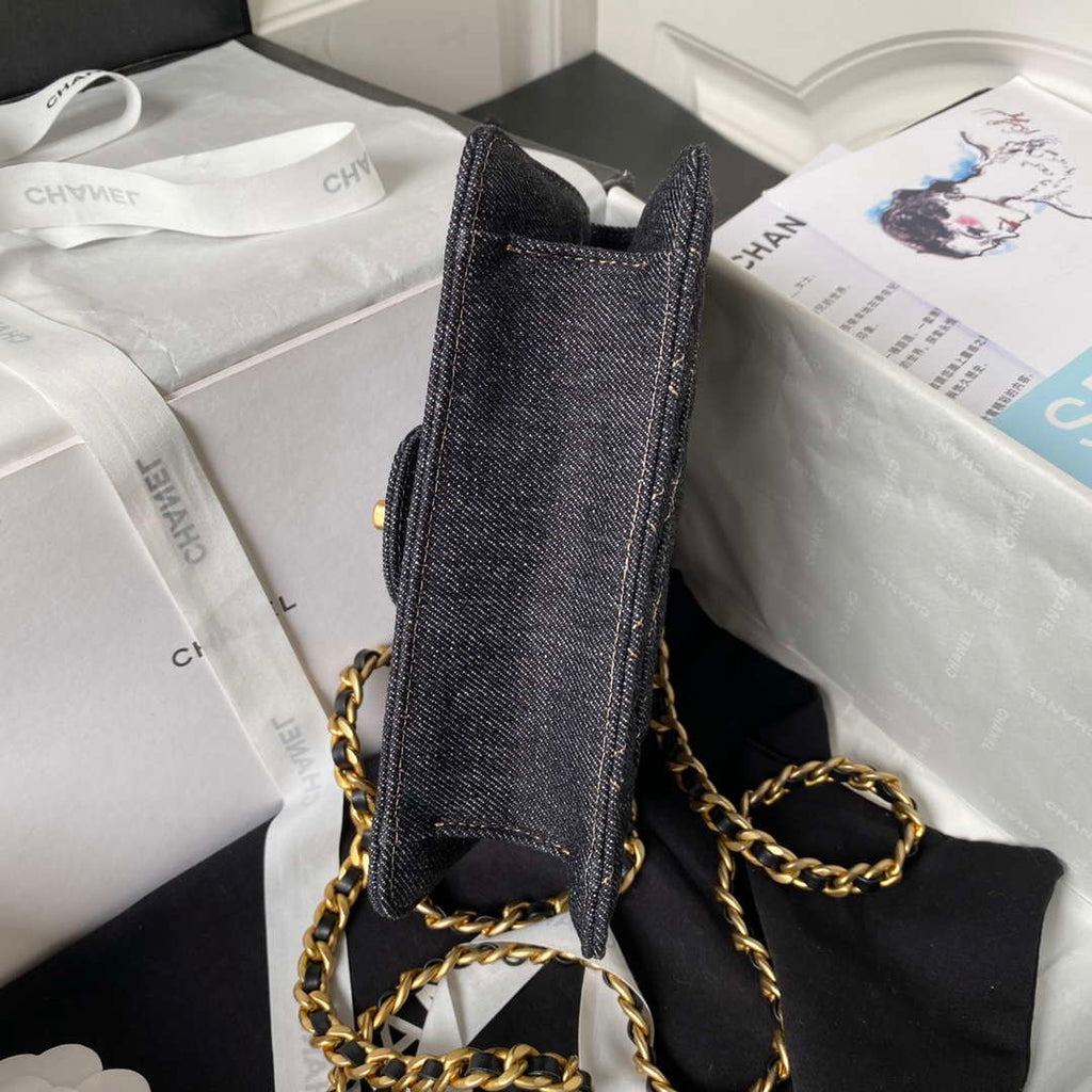 Chanel AS4051 Flap Bag Denim canvas Gold Metal Black