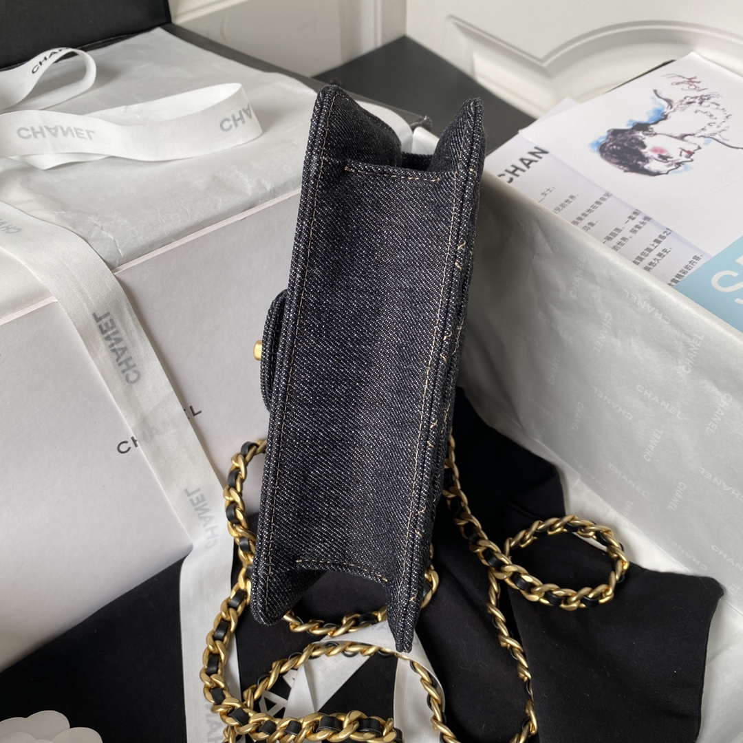 Chanel AS4051 Flap Bag Denim canvas Gold Metal Black