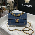 Chanel AS4051 Flap Bag Denim canvas Gold Metal Blue
