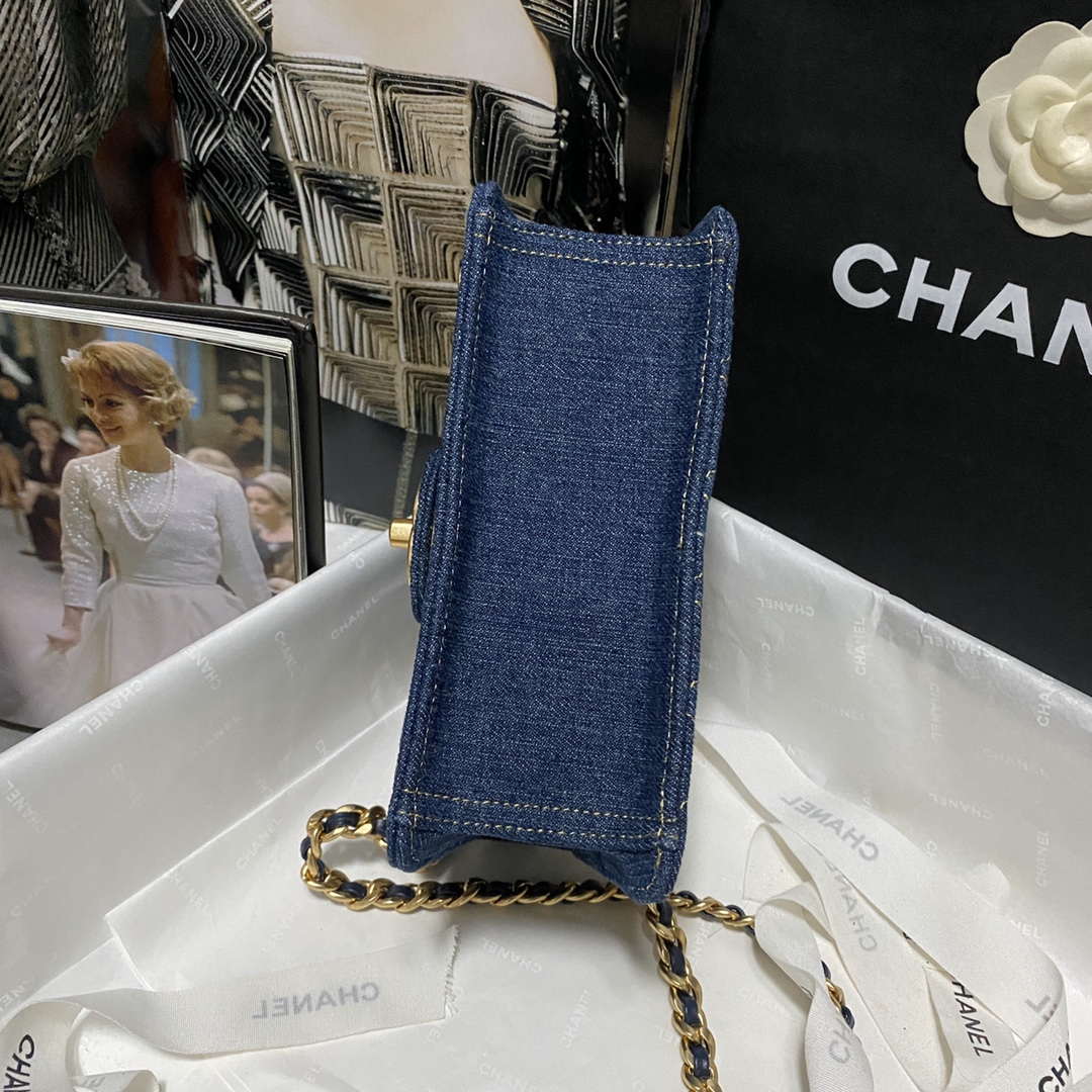 Chanel AS4051 Flap Bag Denim canvas Gold Metal Blue - Default Title - View 6