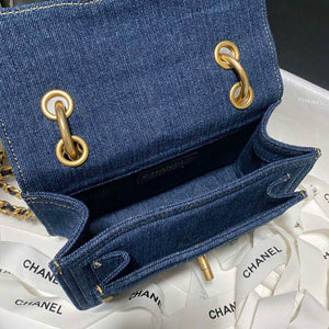 Chanel AS4051 Flap Bag Denim canvas Gold Metal Blue - Default Title - View 7