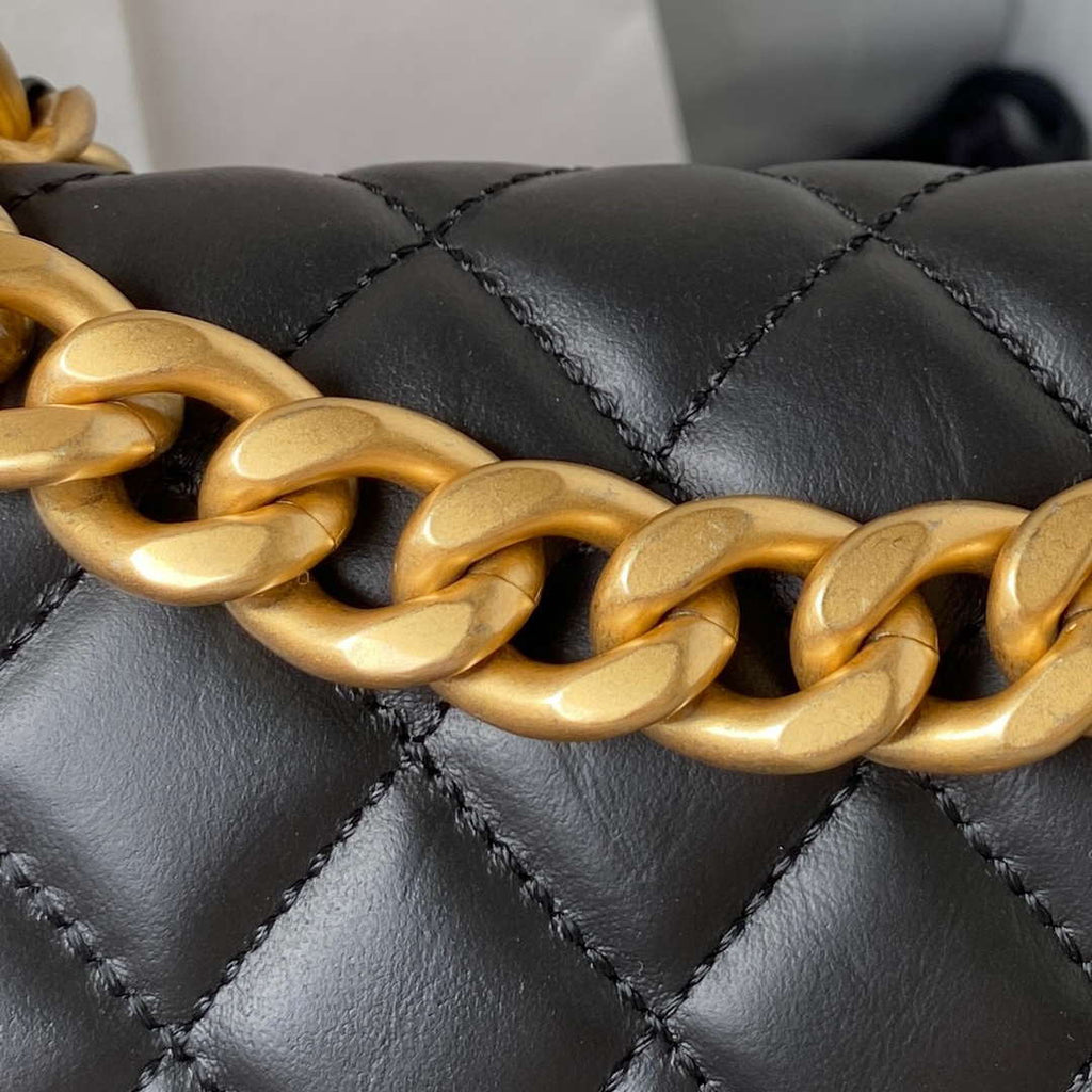 Chanel AS4051 Flap Bag Lambskin Gold Metal Black