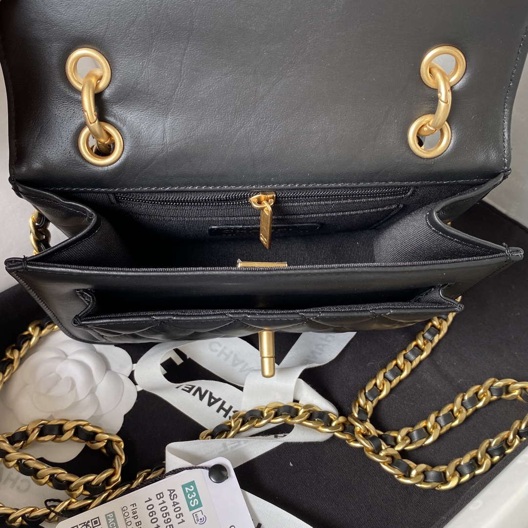 Chanel AS4051 Flap Bag Lambskin Gold Metal Black - Default Title - View 8