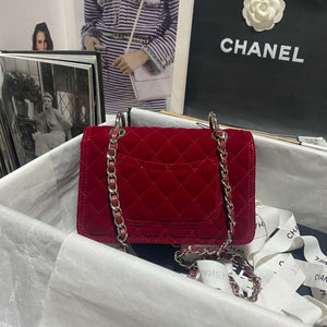 Chanel AS4051 Flap Bag Velvet Silver Metal Wine Red - Default Title - View 2