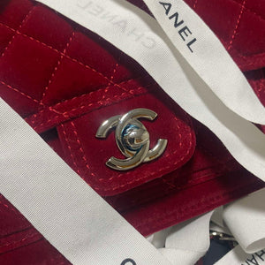 Chanel AS4051 Flap Bag Velvet Silver Metal Wine Red - Default Title - View 4
