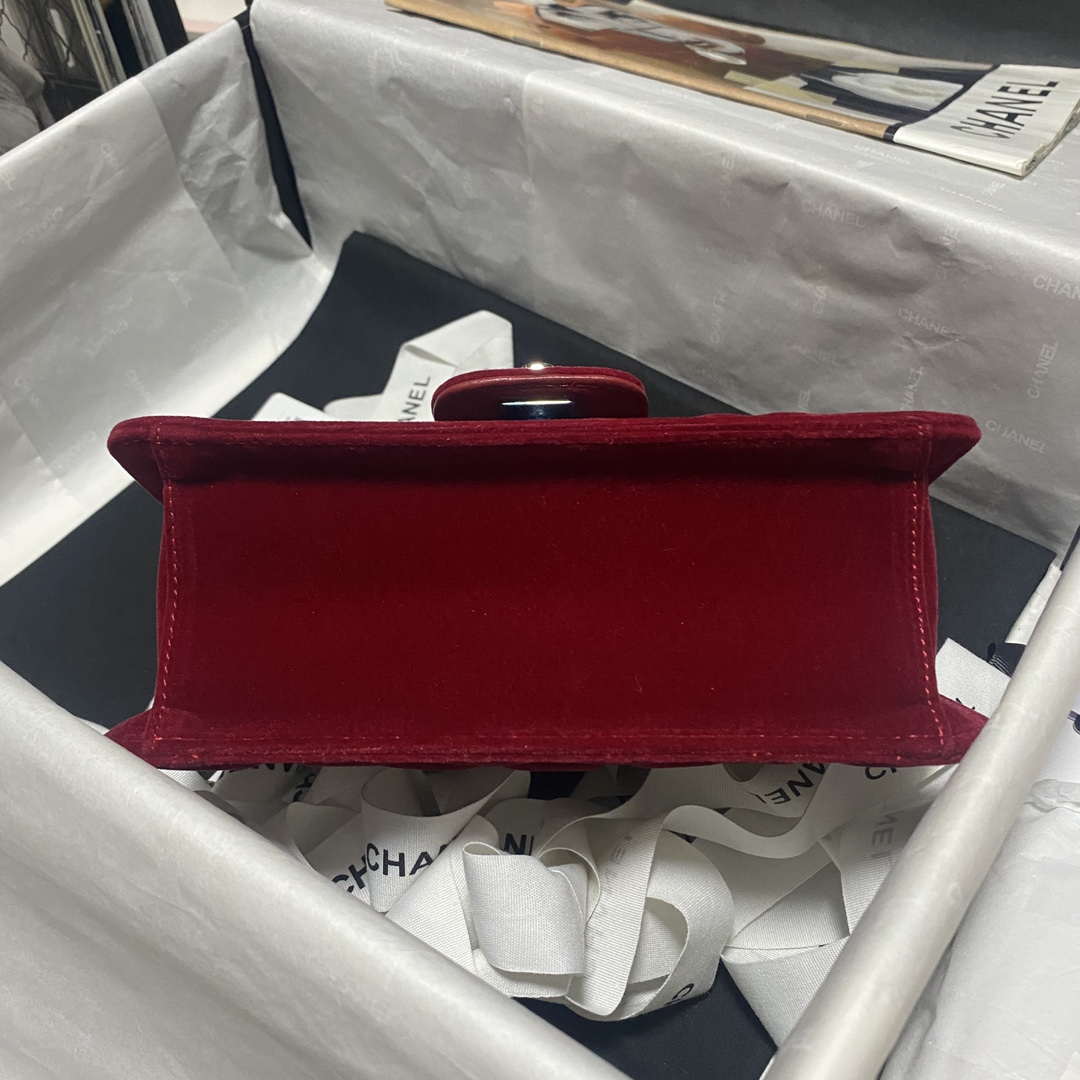 Chanel AS4051 Flap Bag Velvet Silver Metal Wine Red - Default Title - View 5