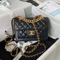 Chanel AS4051 Small Flap Classic Bag CF Lambskin Black Gold - Default Title - View 1