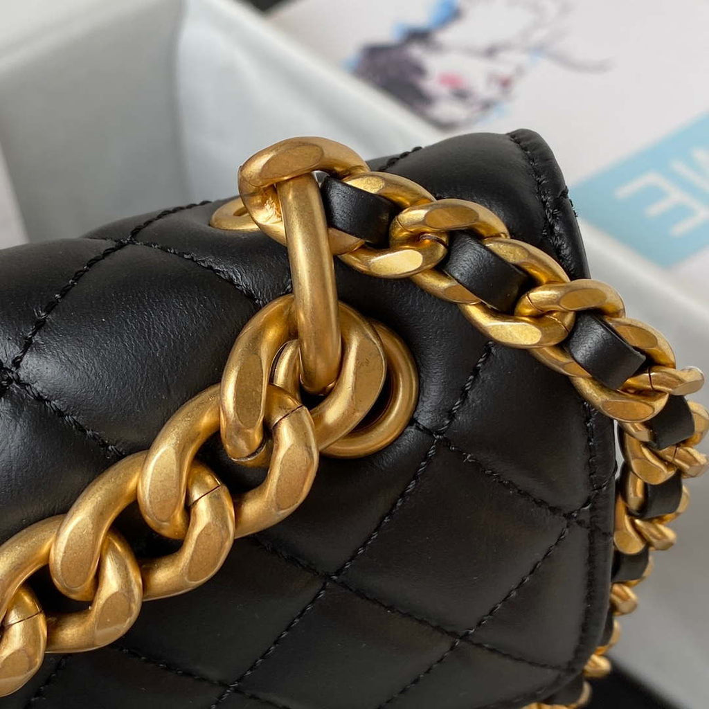 Chanel AS4051 Small Flap Classic Bag CF Lambskin Black Gold