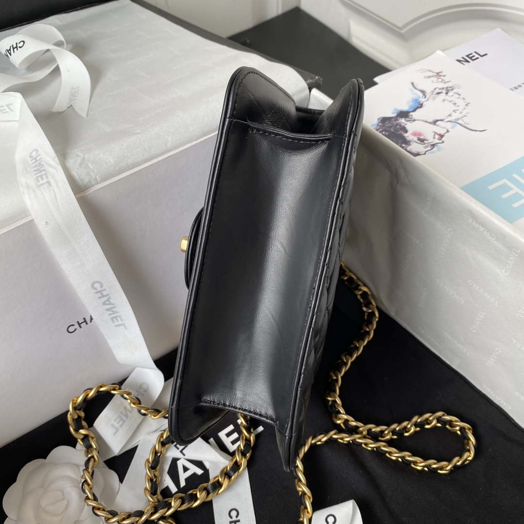 Chanel AS4051 Small Flap Classic Bag CF Lambskin Black Gold - Default Title - View 7
