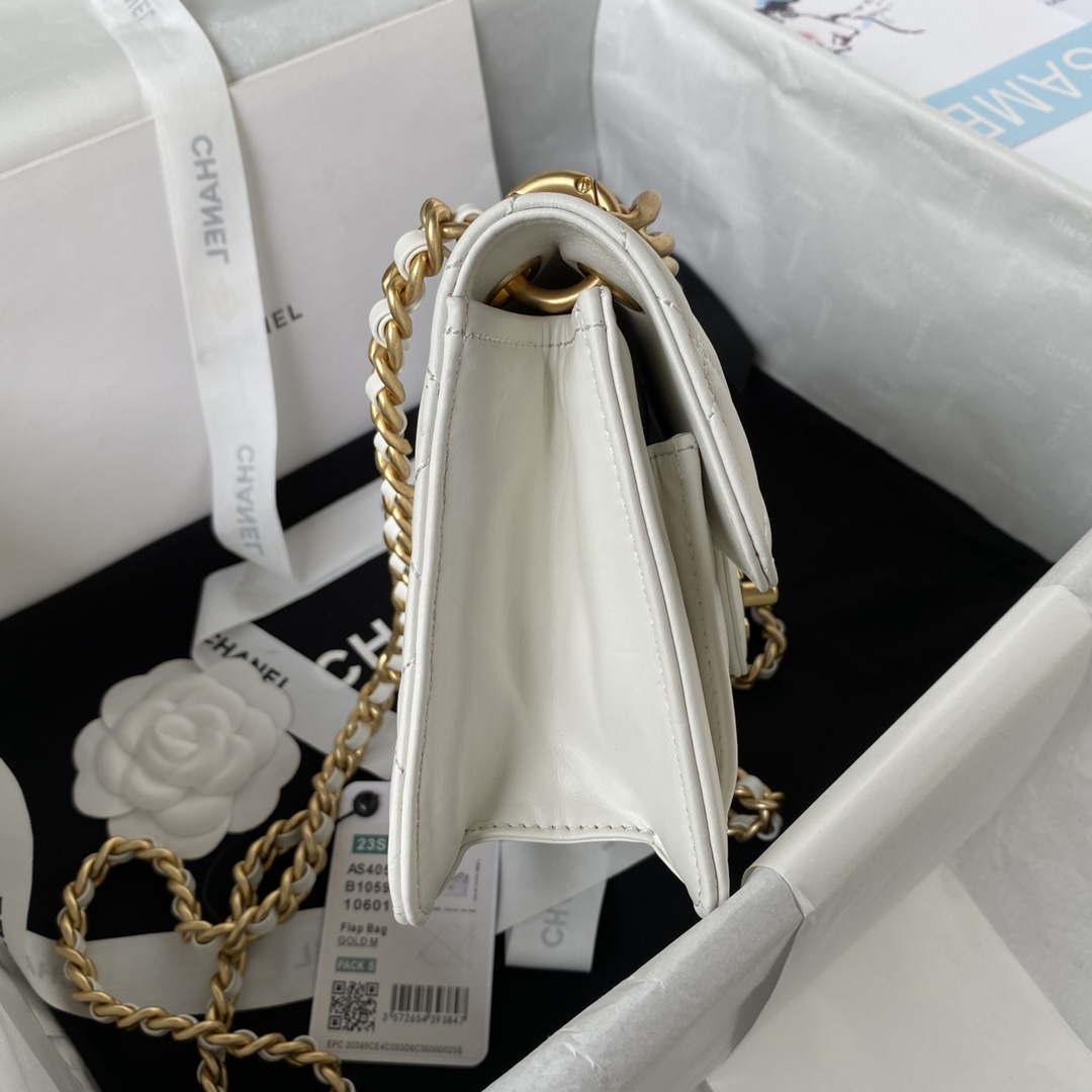Chanel AS4051 Small Flap Classic Bag CF Lambskin White Gold