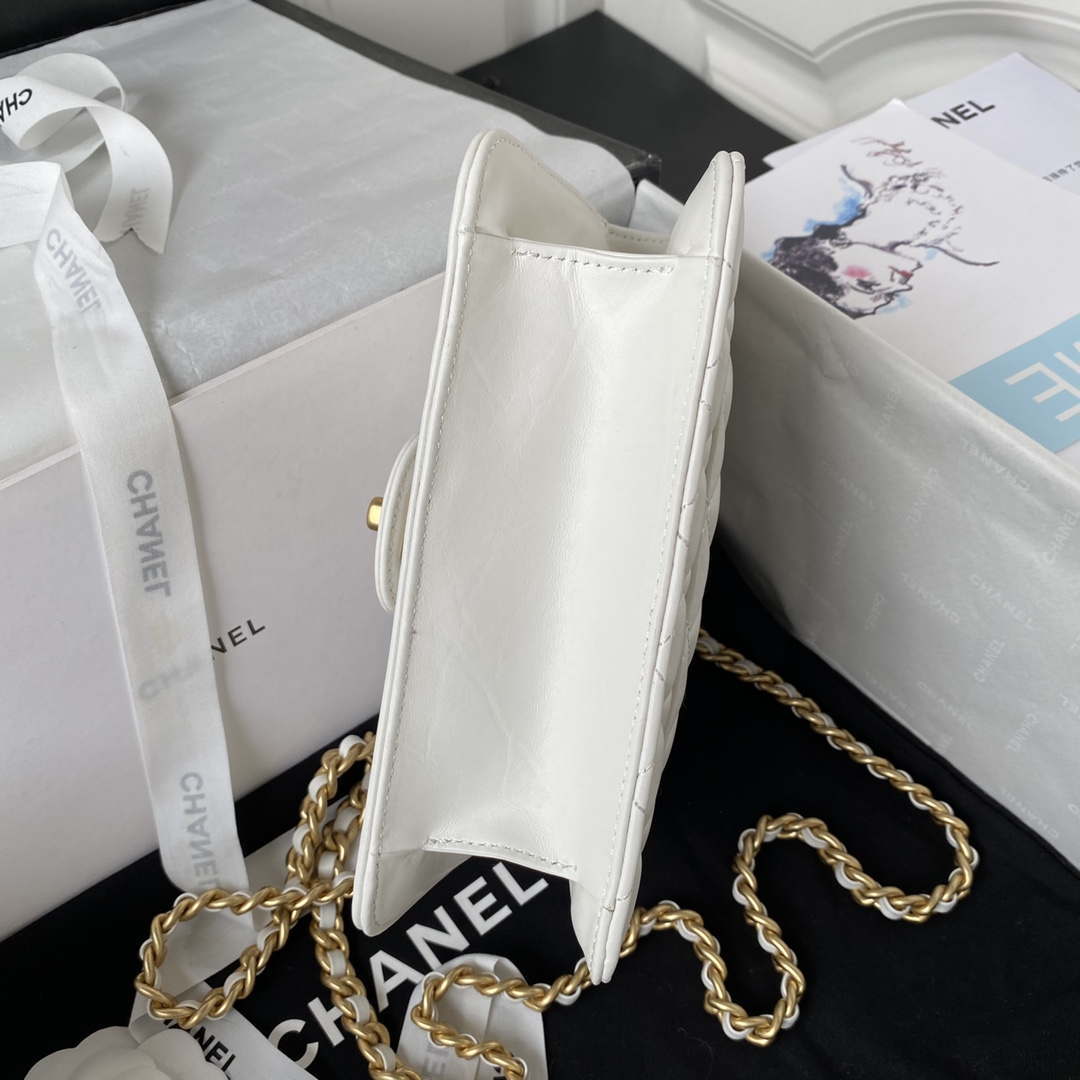 Chanel AS4051 Small Flap Classic Bag CF Lambskin White Gold