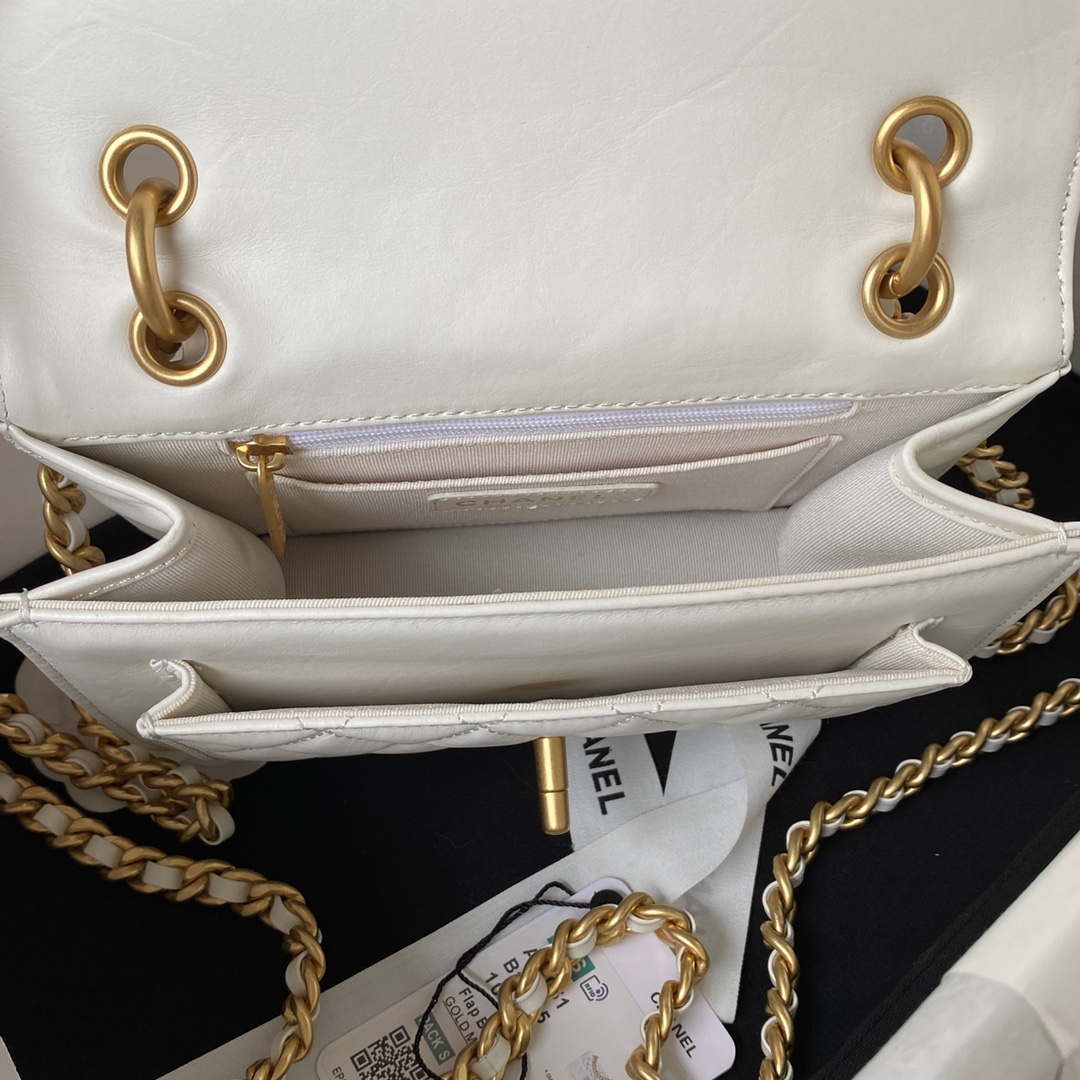 Chanel AS4051 Small Flap Classic Bag CF Lambskin White Gold - Default Title - View 7