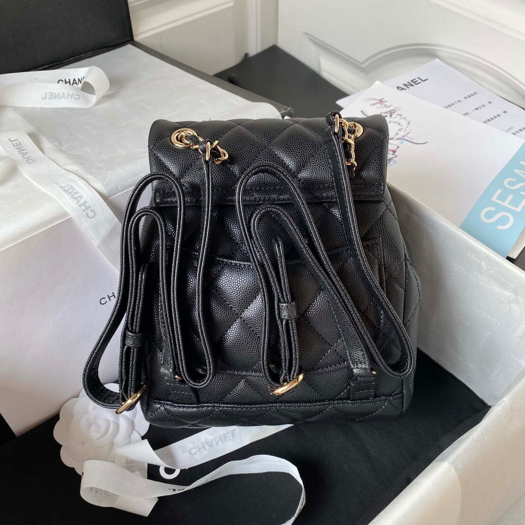 Chanel AS4058 Backpack Grained Shiny Calfskin & Gold-Tone Metal Black