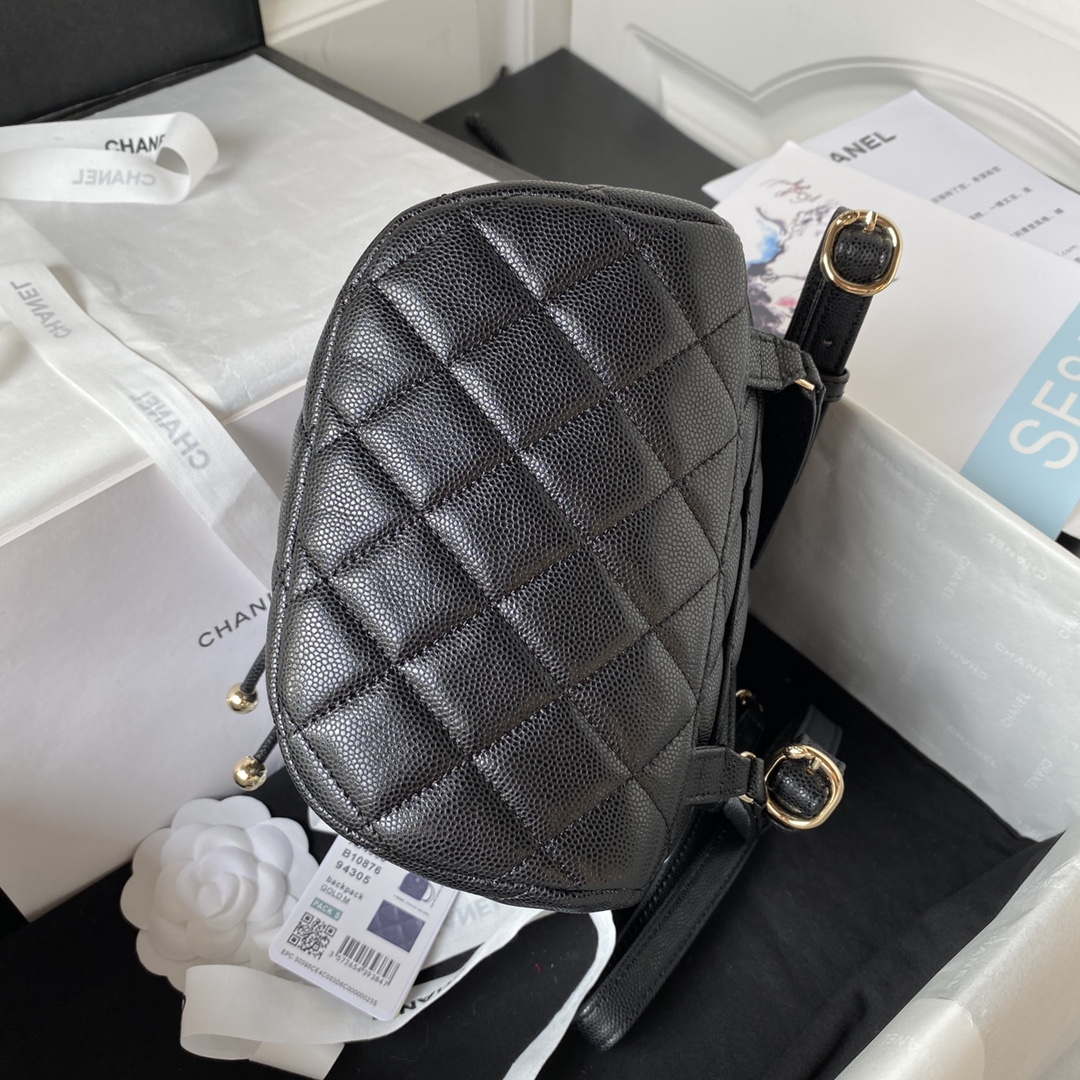 Chanel AS4058 Backpack Grained Shiny Calfskin & Gold-Tone Metal Black - Default Title - View 6