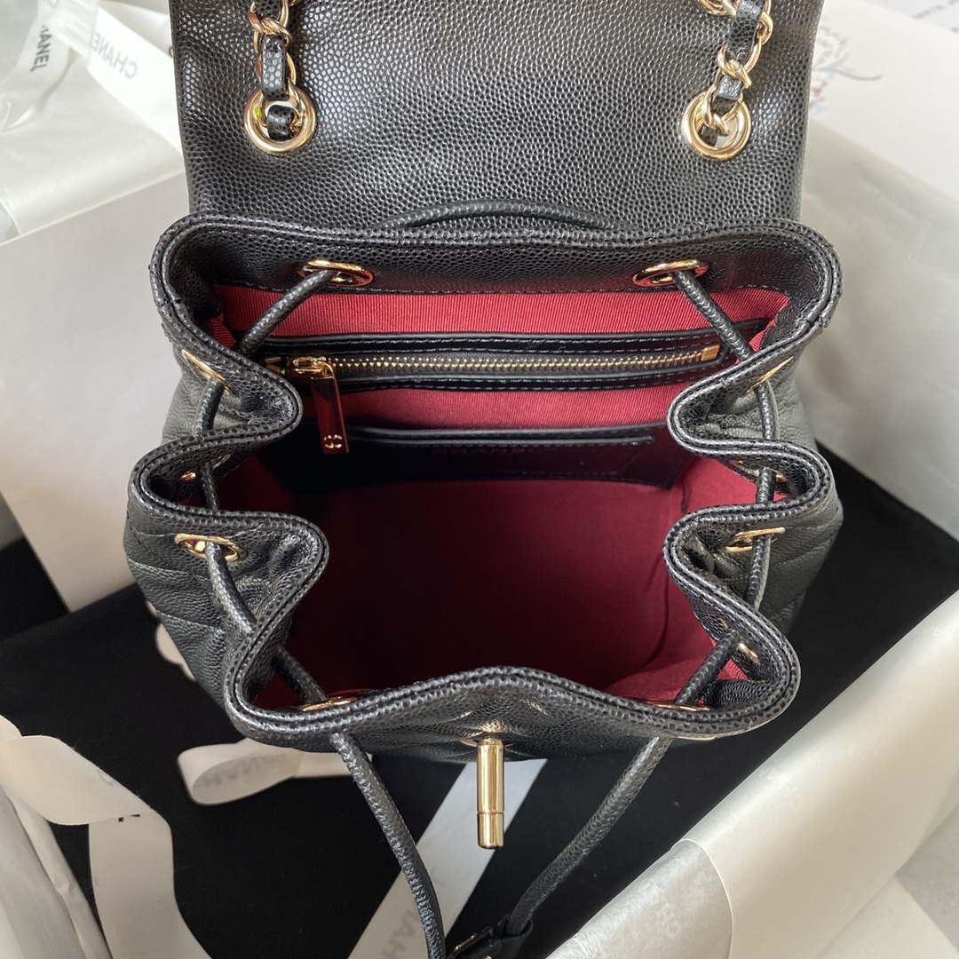 Chanel AS4058 Backpack Grained Shiny Calfskin & Gold-Tone Metal Black