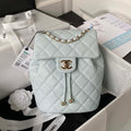 Chanel AS4058 Backpack Grained Shiny Calfskin & Gold-Tone Metal Light Blue - Default Title - View 1