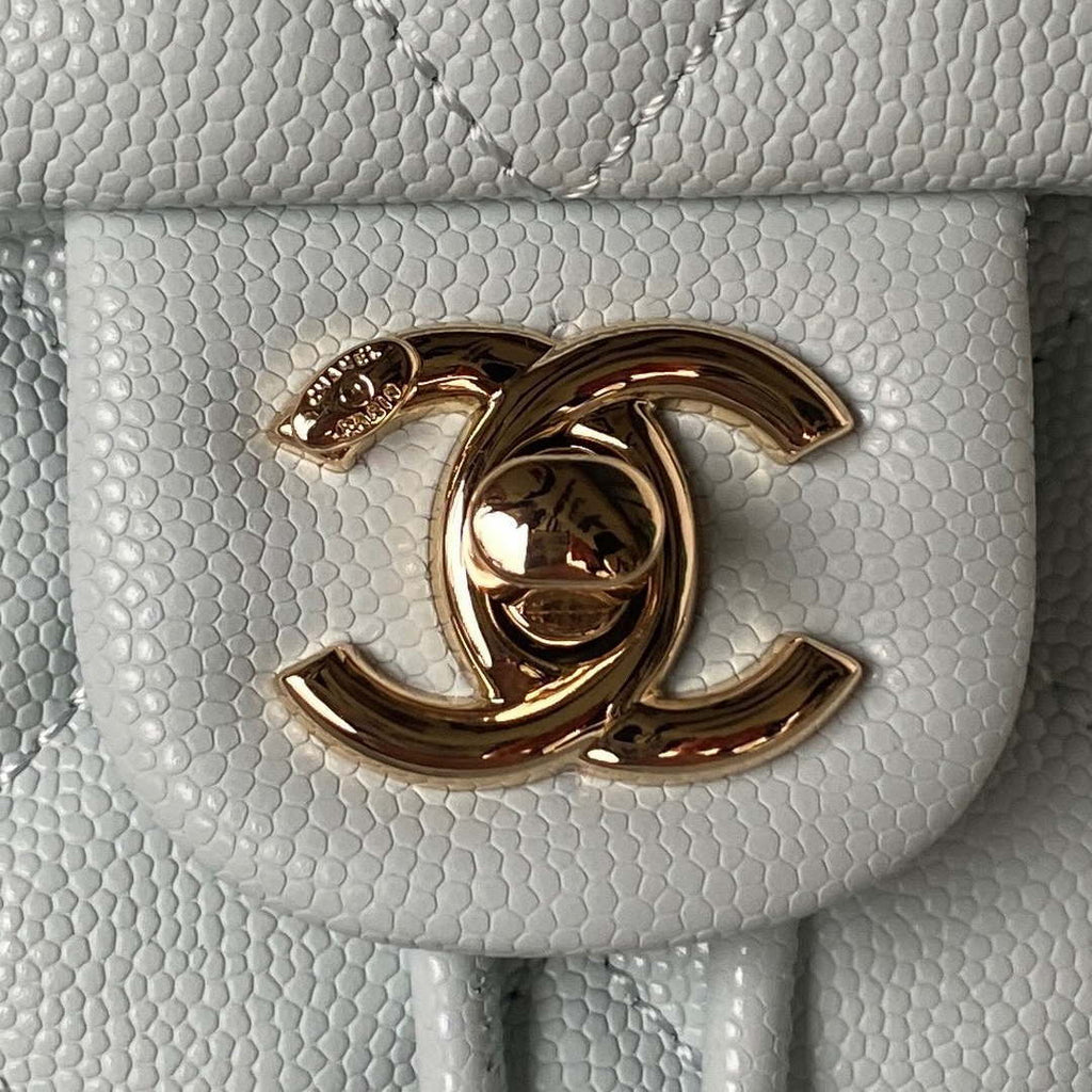 Chanel AS4058 Backpack Grained Shiny Calfskin & Gold-Tone Metal Light Blue