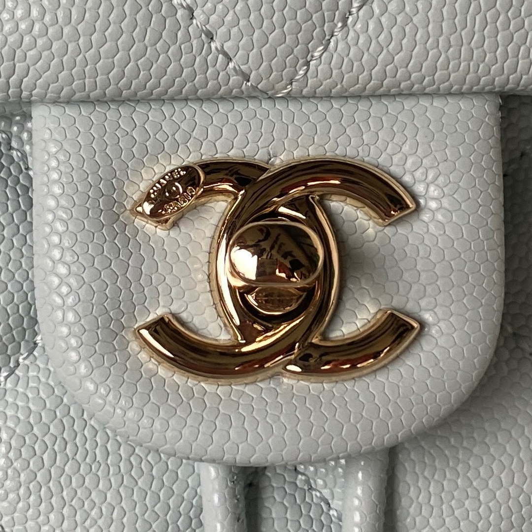 Chanel AS4058 Backpack Grained Shiny Calfskin & Gold-Tone Metal Light Blue