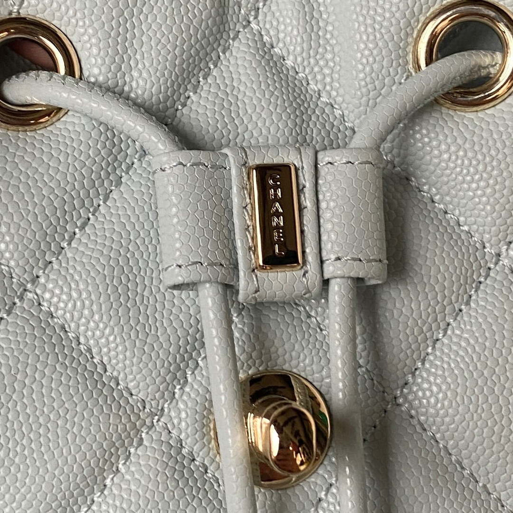 Chanel AS4058 Backpack Grained Shiny Calfskin & Gold-Tone Metal Light Blue